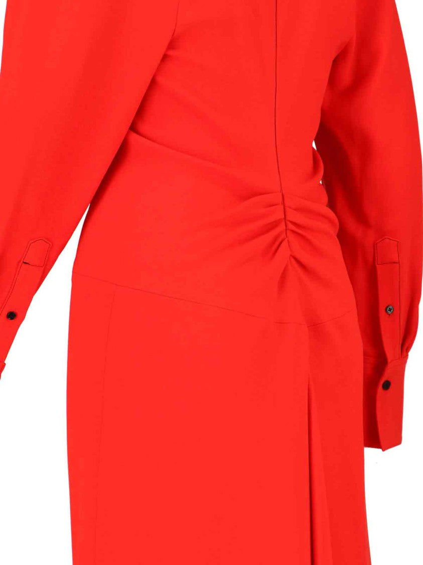 Victoria Beckham Shirt Midi Dress Red