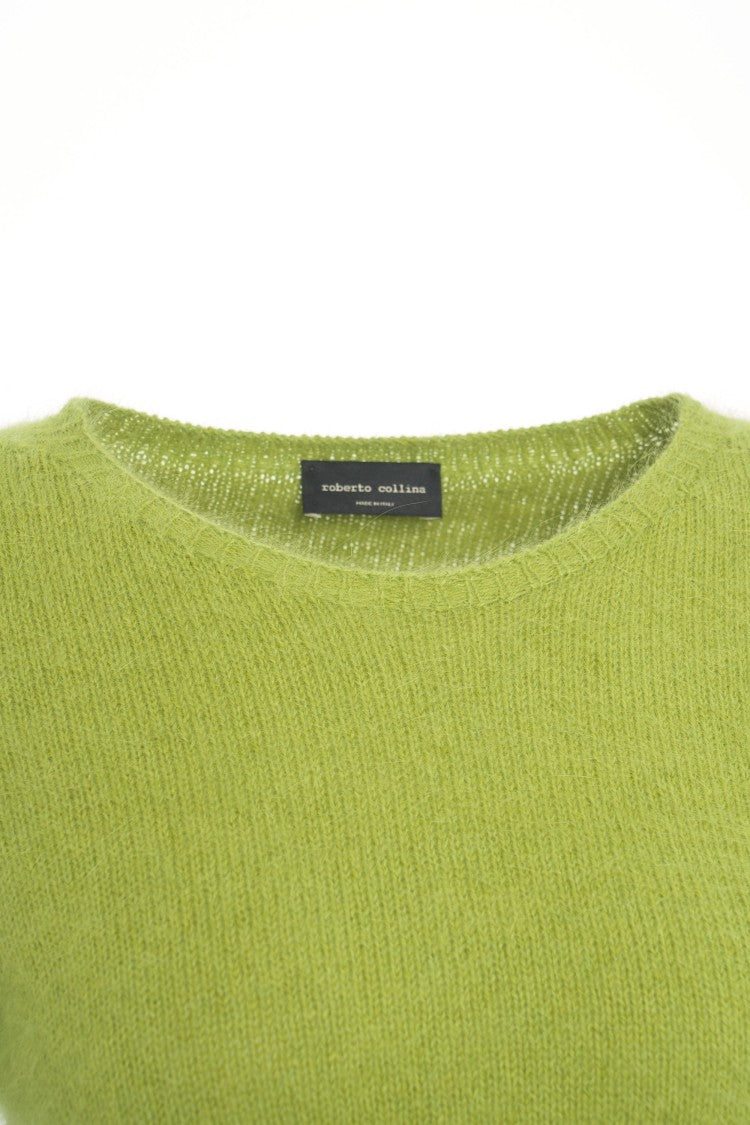 Roberto Collina Light Green Wool Blend Sweater With Classic Round Neckline