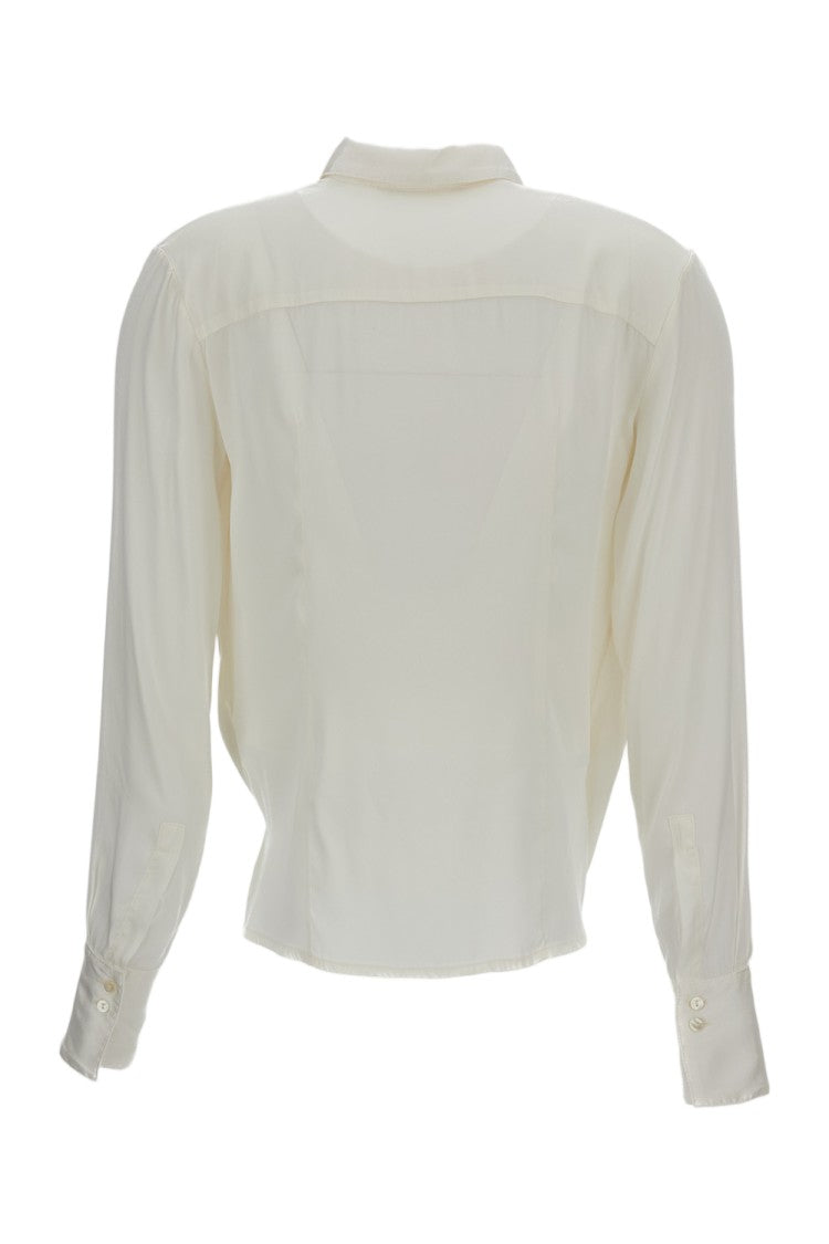Q-Wins Draped Front Blouse With Wrap Design And Classic Collar