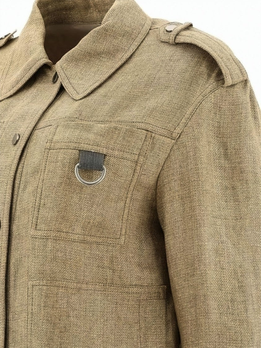 Brunello Cucinelli Structured Boxy Linen Jacket With Classic Collar