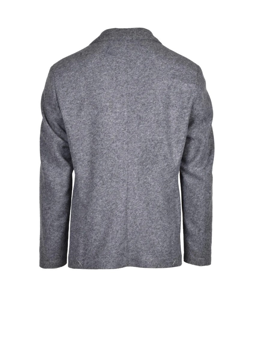 Officina 36 Grey Rounded Acrylic-Blend Blazer