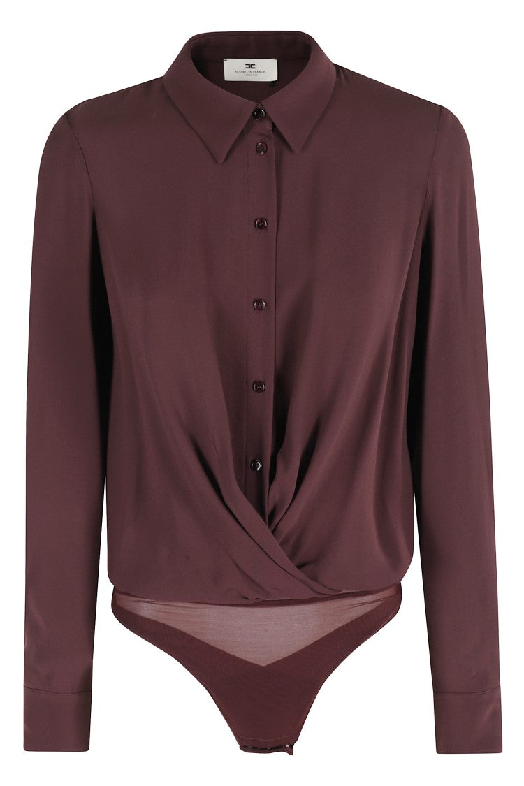 Elisabetta Franchi Draped Body Shirt In Deep Merlot