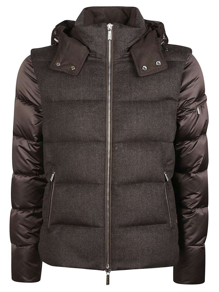 Moorer Casciano-Se9 Brown Hooded Wool Down Jacket