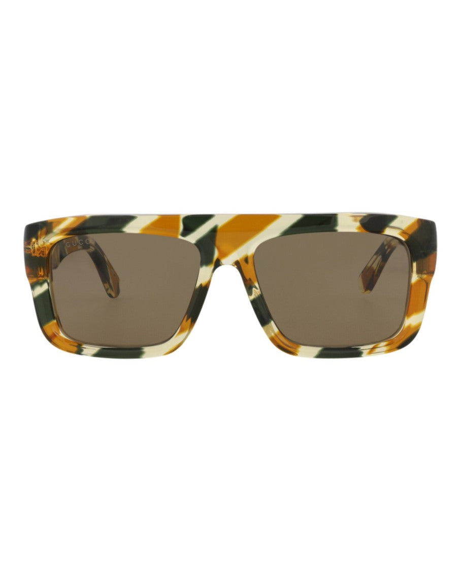 Gucci Square-Frame Recycled Acetate Sunglasses With Tortoiseshell Pattern