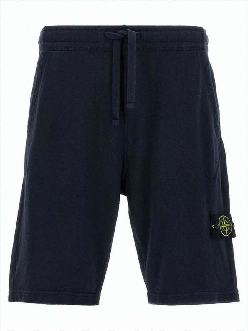 Stone Island Relaxed Fit Blue Cotton Shorts