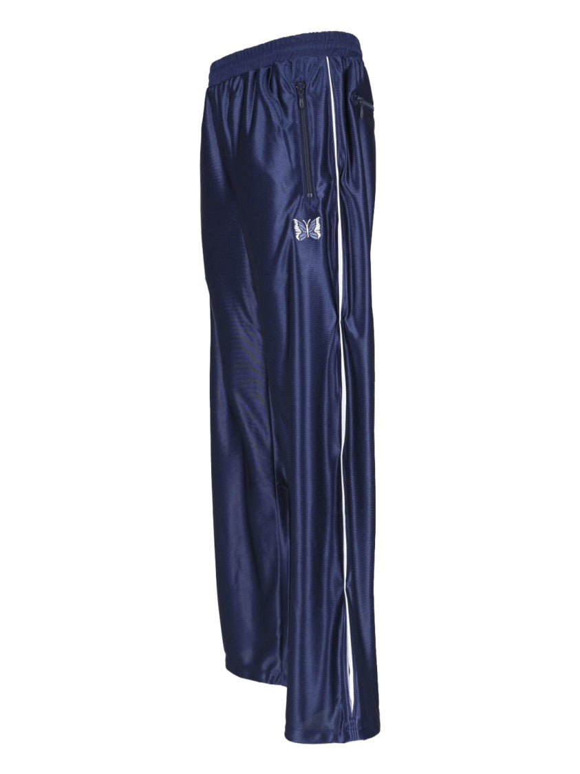 Needles Blue Cropped Relaxed Butterfly Embroidered Trousers