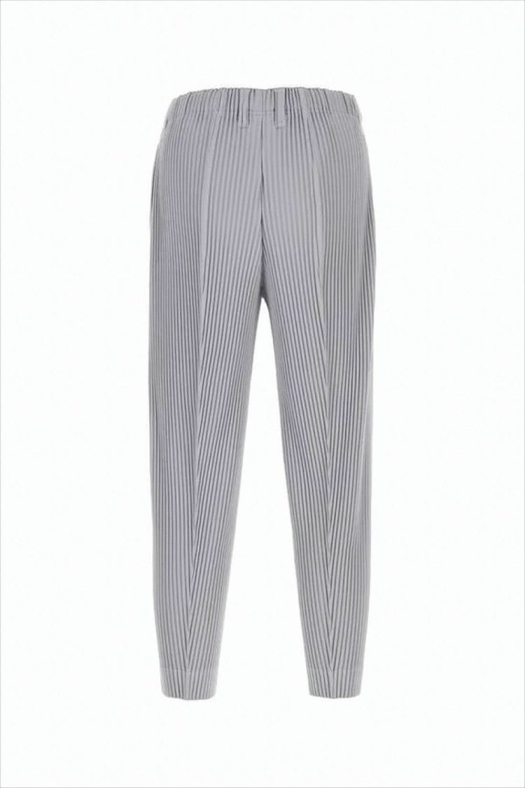 Homme Plissé Issey Miyake Pleated Grey Jogger Pants With Tapered Fit