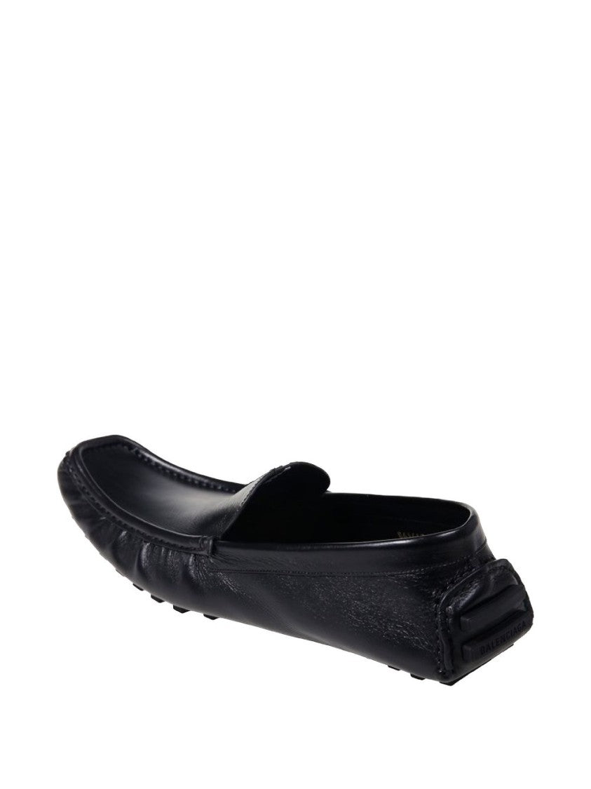 Balenciaga Black Portofino Calfskin Square Toe Loafers