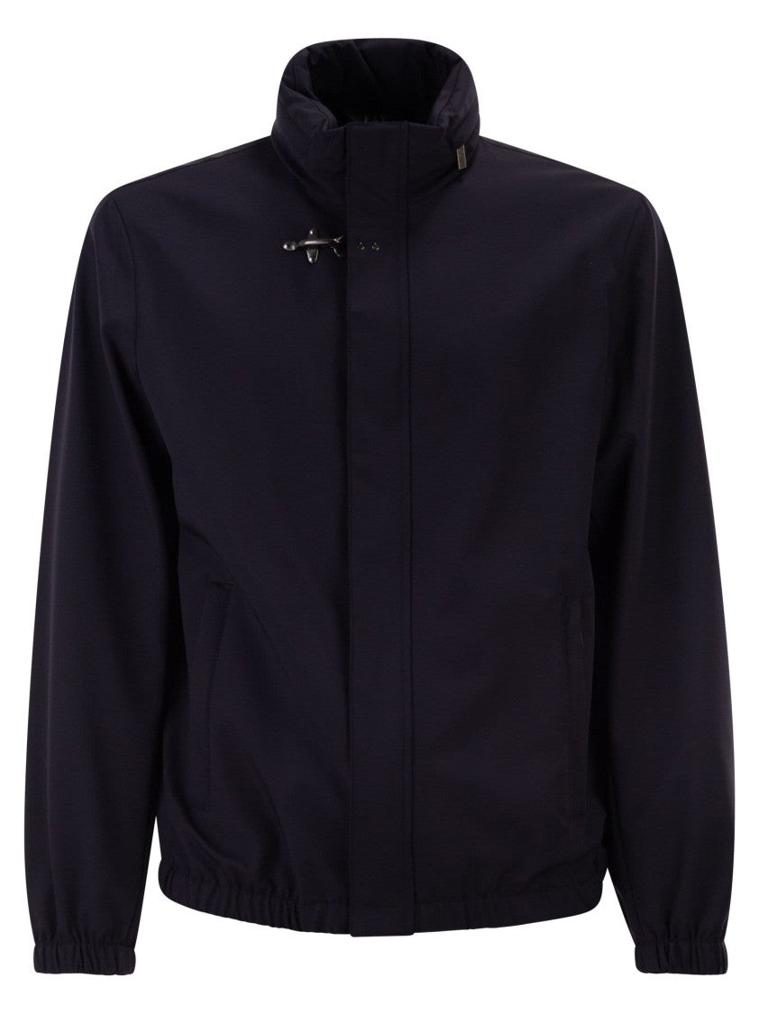 Fay Short Travel Bomber Jacket In Water-Repellent Stretch Nylon