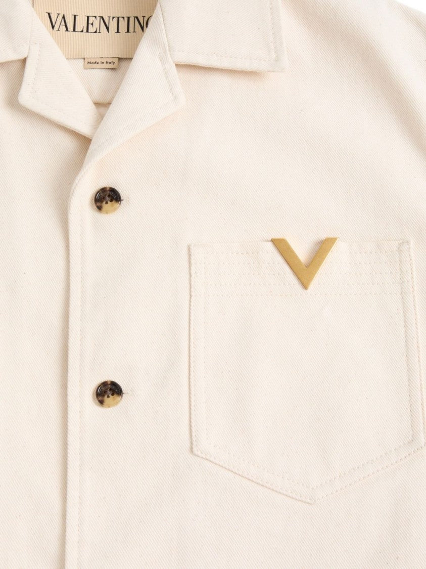 Valentino Garavani Boxy Short-Sleeve Shirt With Camp Collar