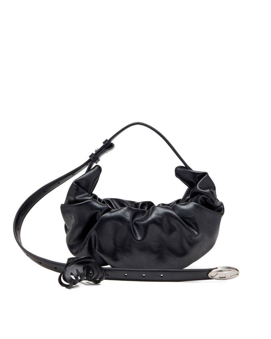 Diesel Small Gathered Hobo Bag With Adjustable Strap And Logo Detail