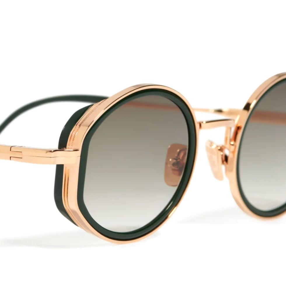 John Dalia Jared Metallic Gold Sunglasses With Geometric Edges