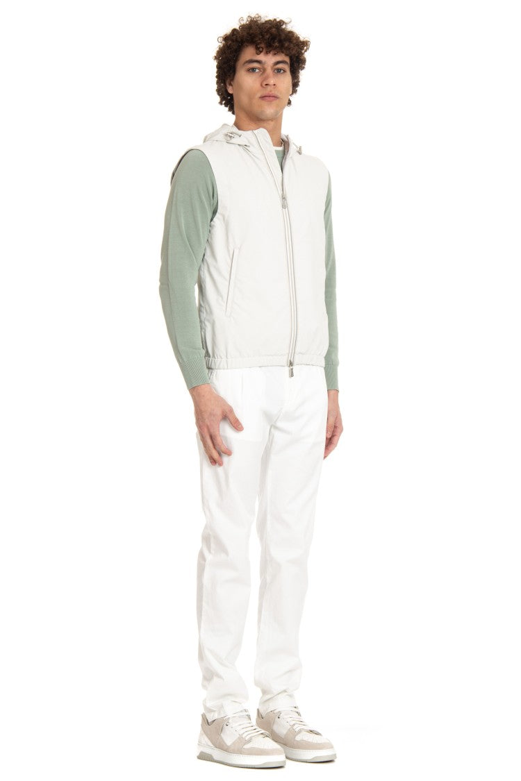 Eleventy Double-Slider Zipper Gilet With Fixed Hood