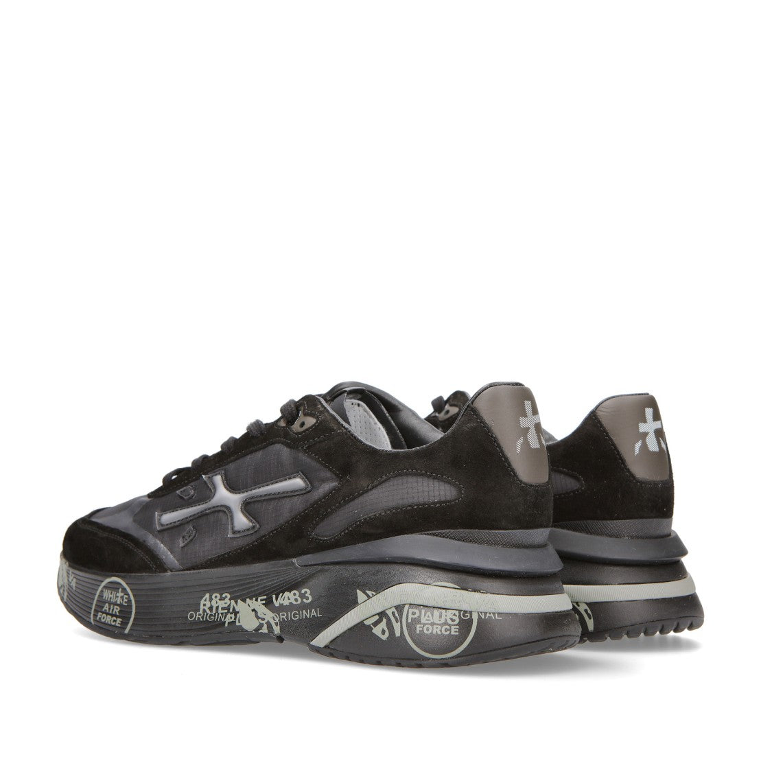 Premiata Moerun Sneakers In Black Suede And Technical Fabric
