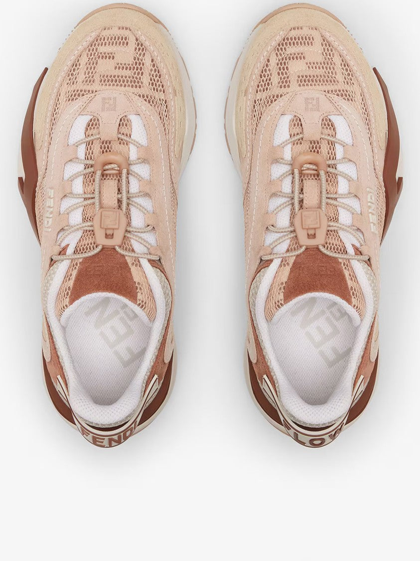 Fendi Flow Low-Profile Mesh Suede Toggle Sneakers