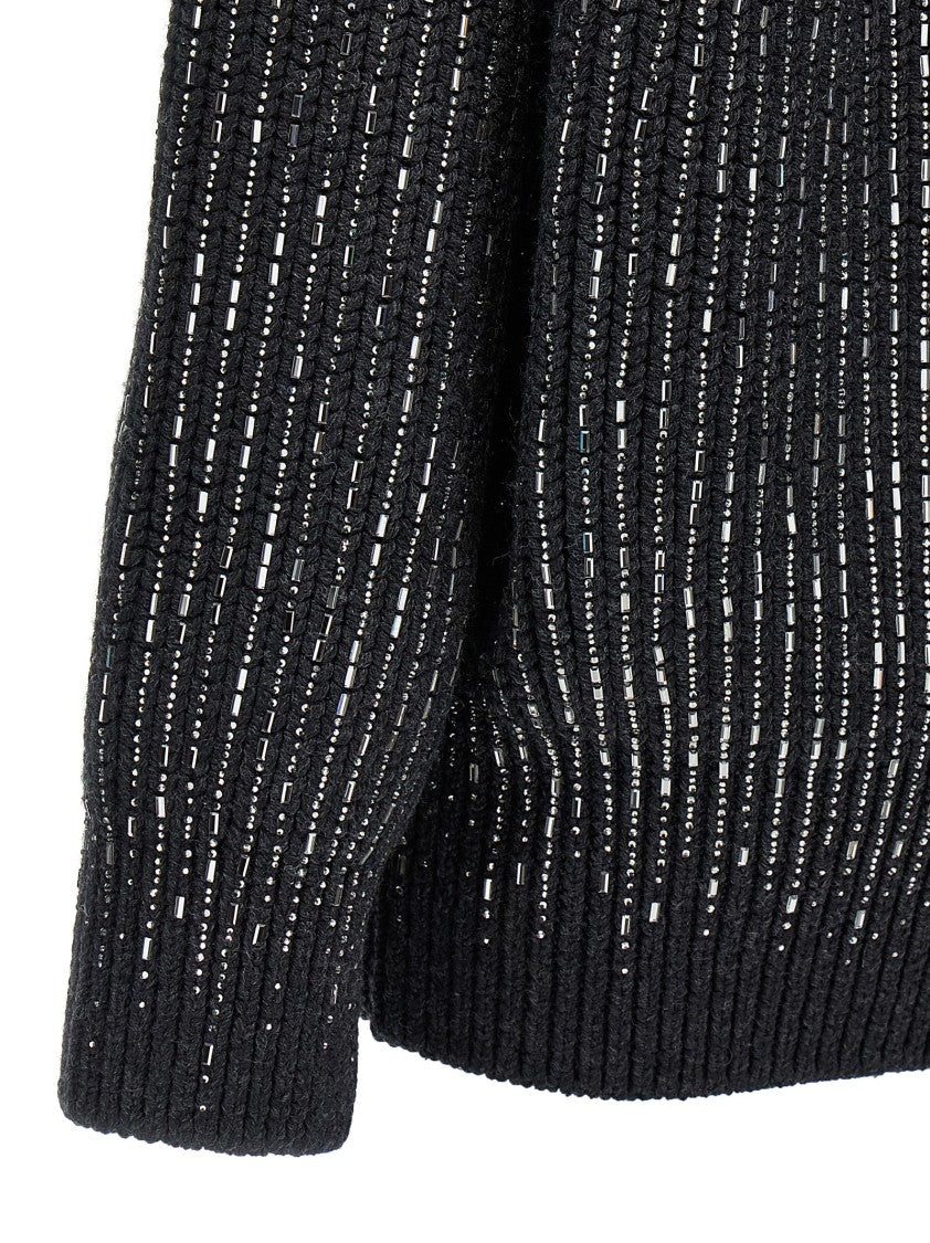 Ermanno Scervino Rhinestone-Embellished Merino Wool Knit Cardigan