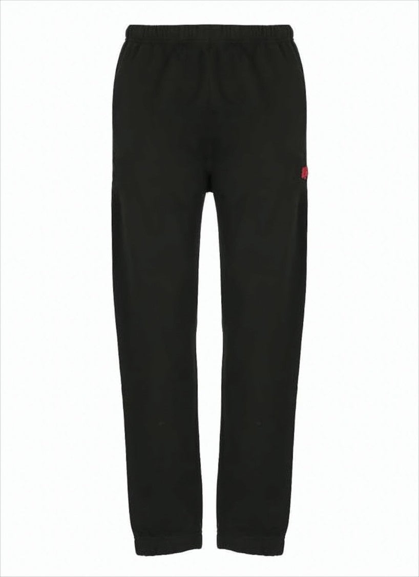 Kenzo Black Cotton Jogger Pants With Elastic Waistband And Logo Detail