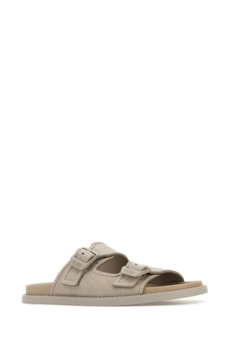 Fendi Cappuccino Leather Fendi Feel Slippers