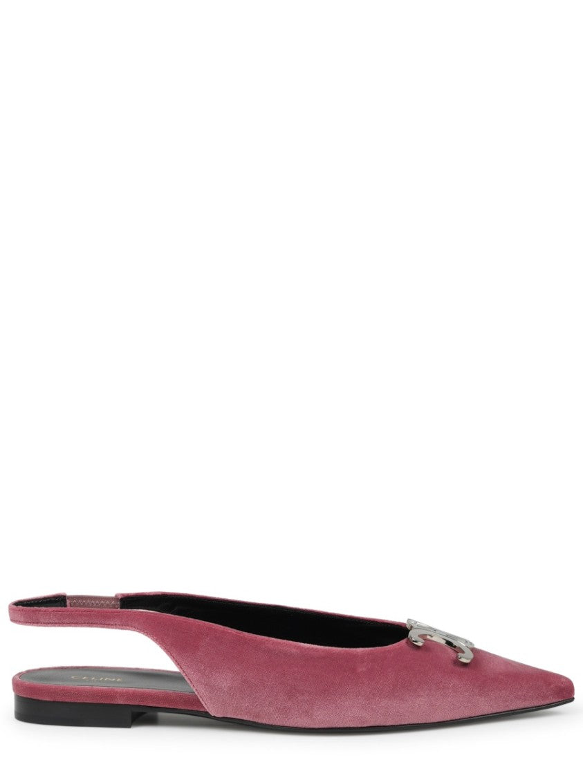 Celine Burgundy Alma Triomphe Velvet Flats
