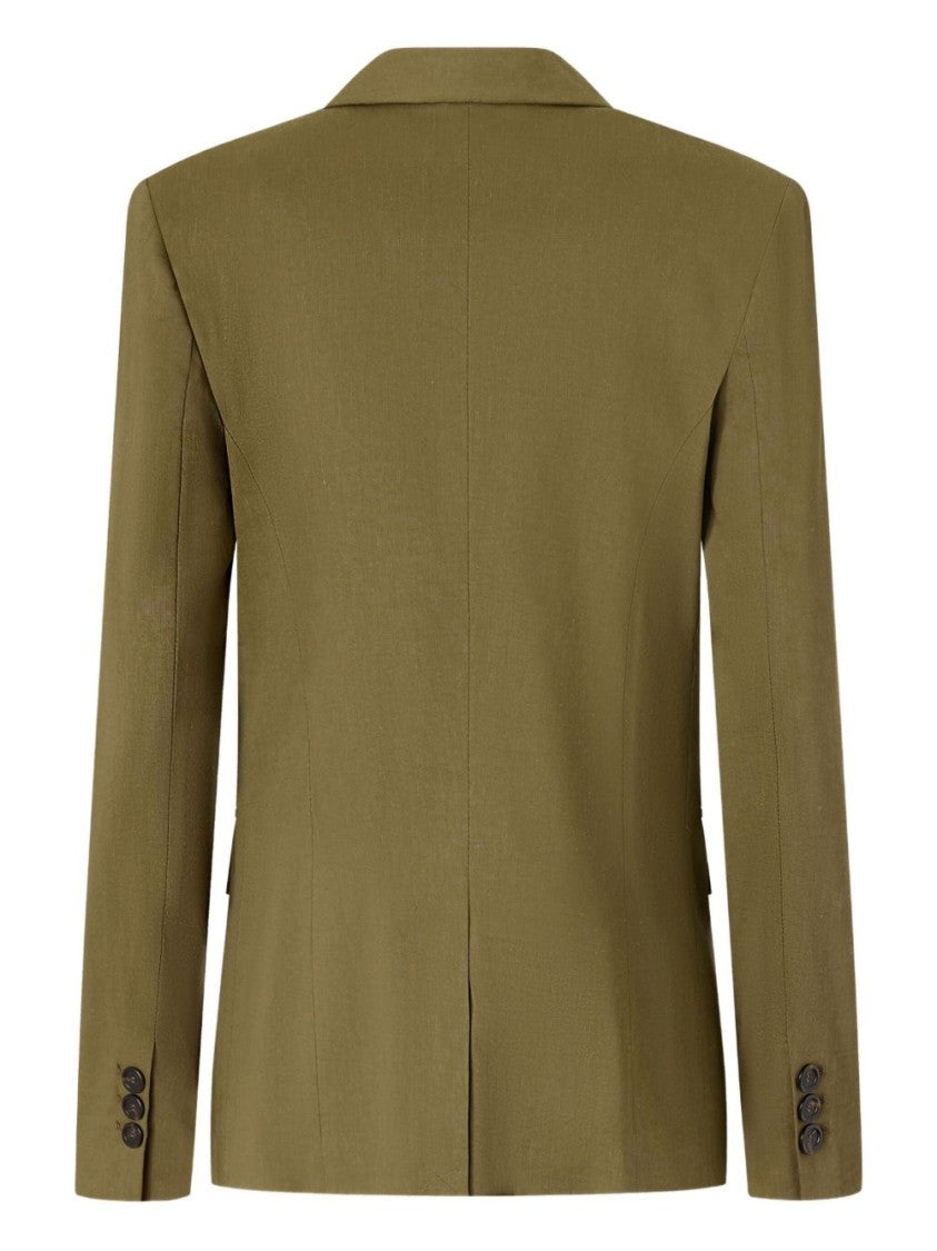 Pinko Olive Green Tailored Jacket With Notched Lapels