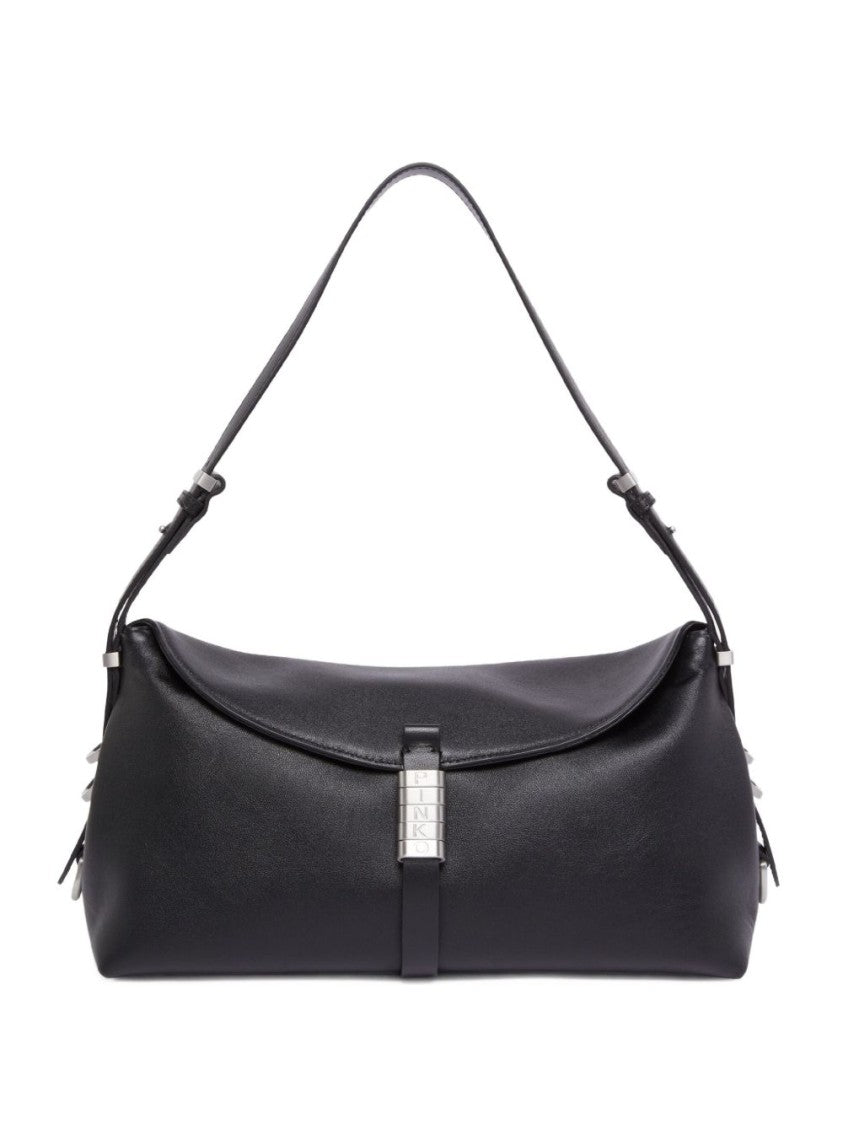 Pinko Sophisticated Nero Calf Leather Shoulder Bag