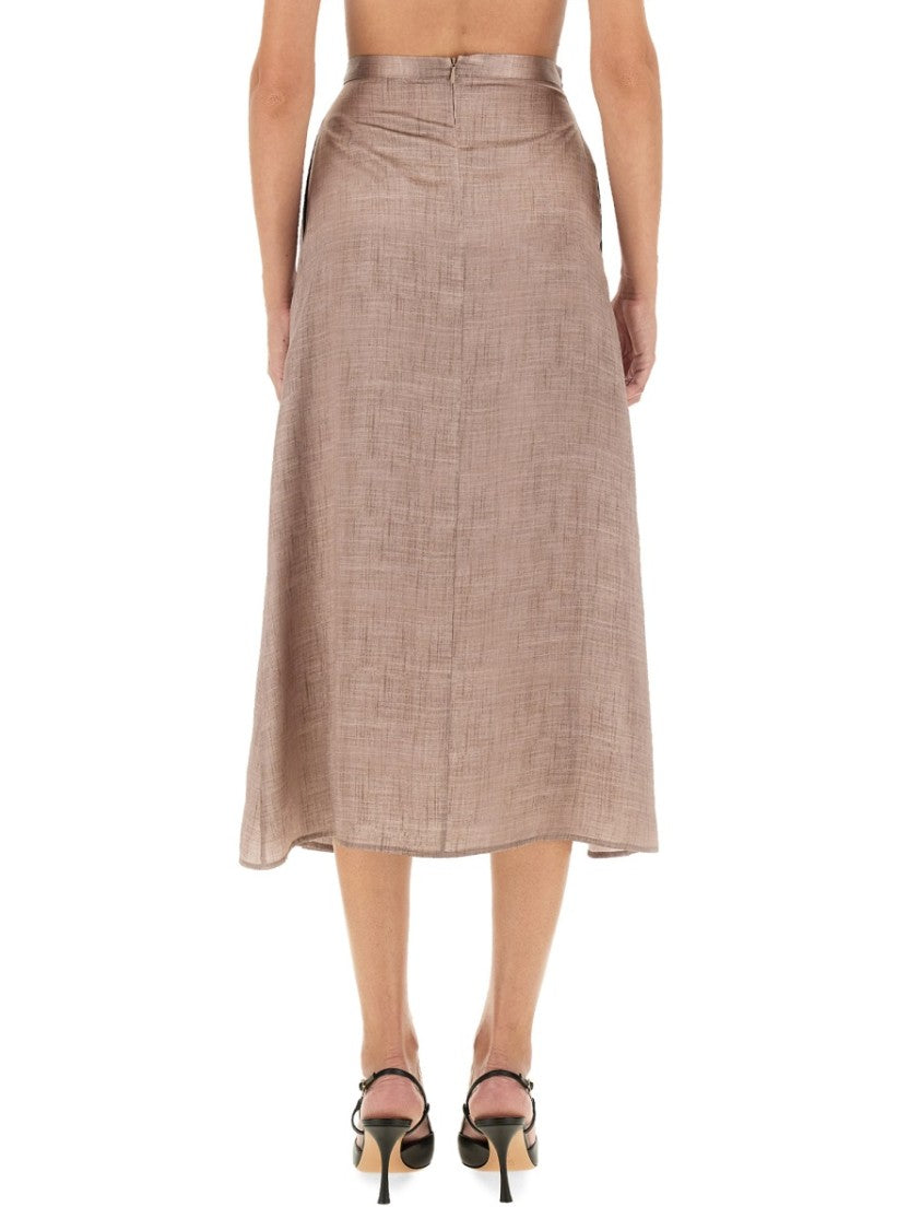 Kiton Flowing Midi Skirt In Silk-Viscose Blend