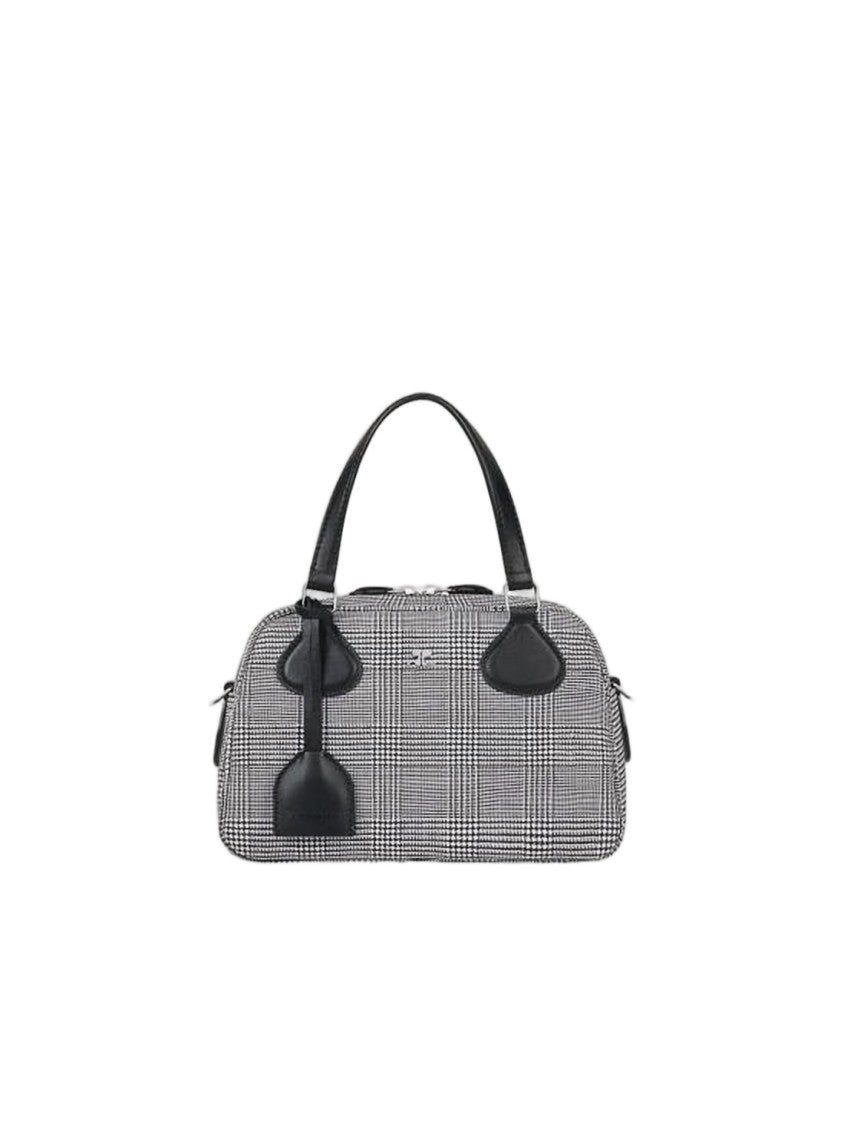 Courrèges Checkered Pattern Tote Bag With Leather Accents