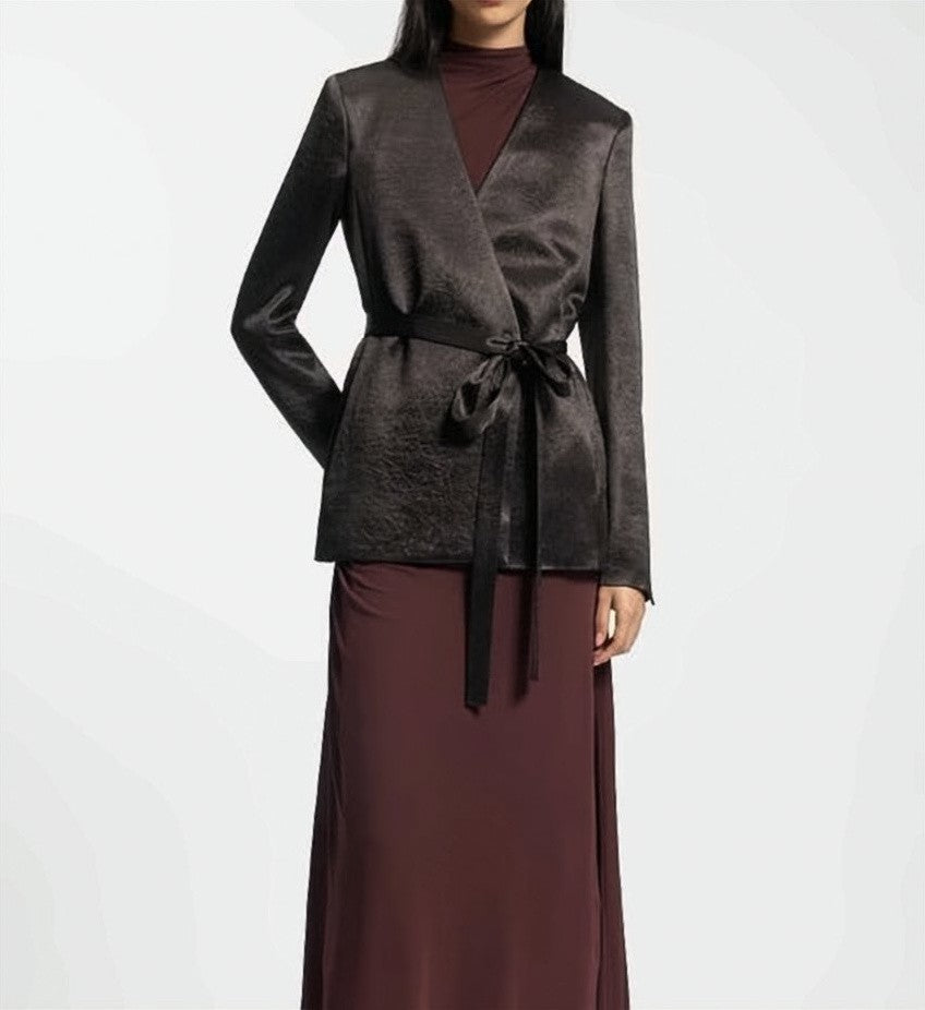 Boss Double-Breasted Brown Blazer With Tailored Fit And Belted Closure