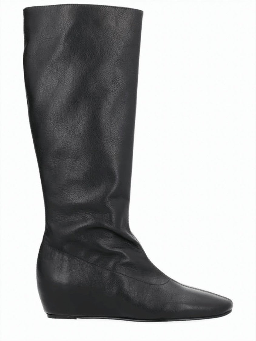 Paloma Wool Sleek Mid-Calf Leather Boots With Pointed Toe