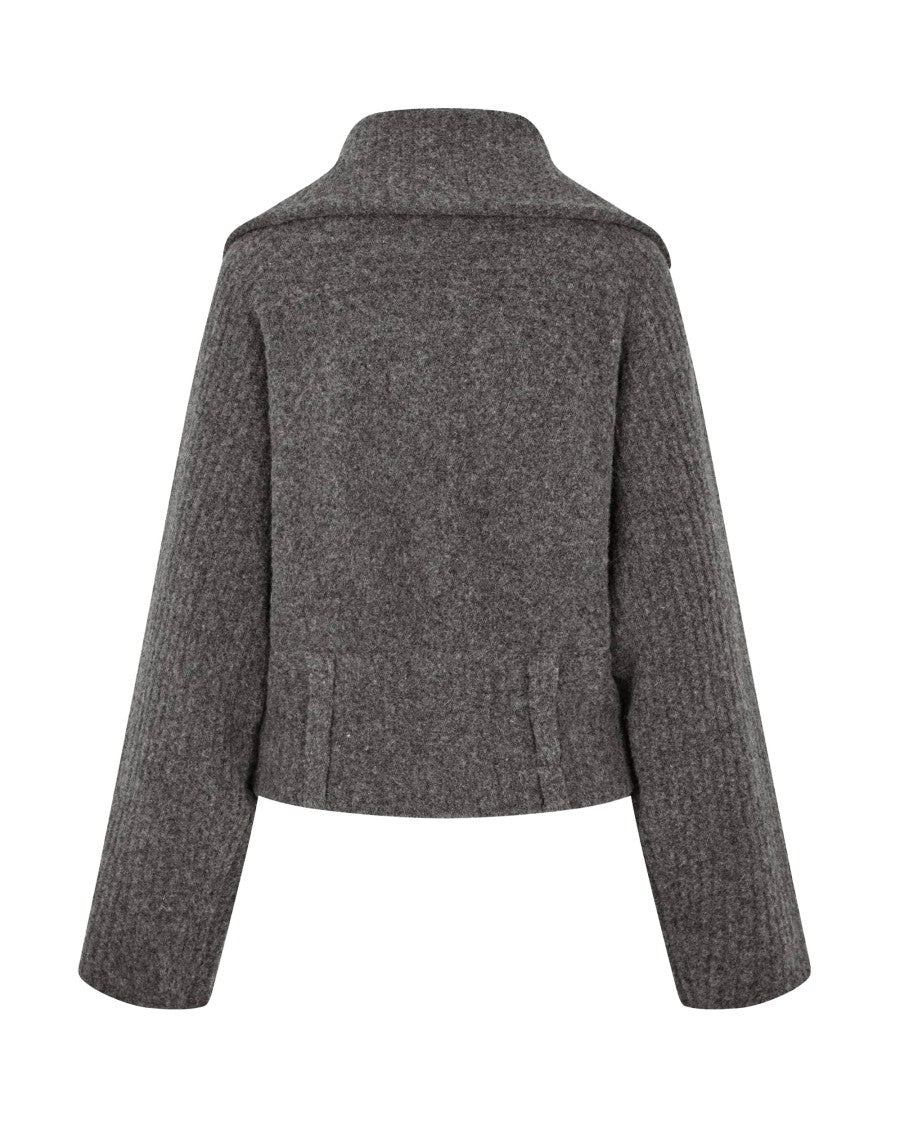 Samsøe Samsøe Dark Grey Samirra Zip Melange High-Neck Cardigan