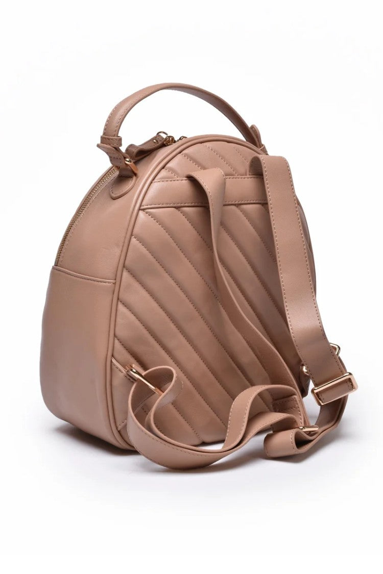 La Carrie Leather Backpack - Beige