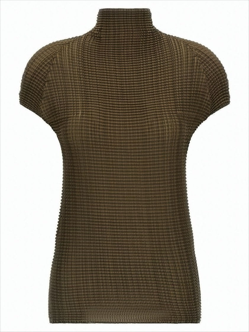 Issey Miyake Textured Short-Sleeve Top With Pleated Design