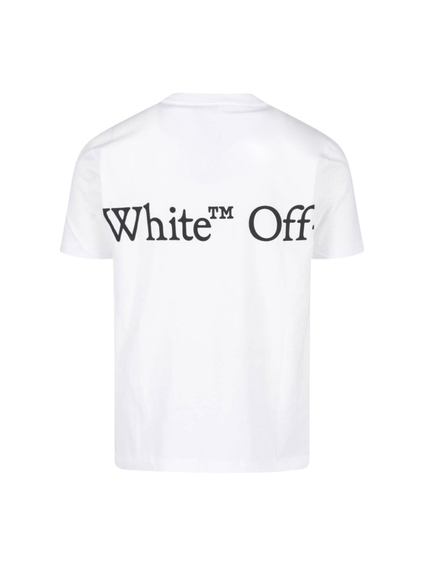 Off-White White Bookish Lettering Cotton T-Shirt