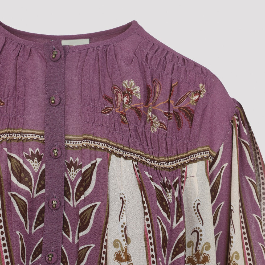 Farm Rio Multicolor Floral Print Blouse With Puff Sleeves