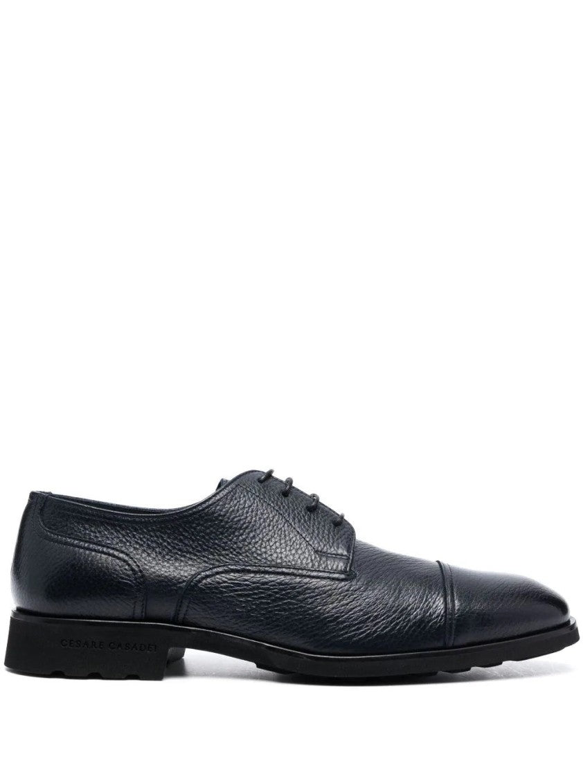 Casadei Blue Anticato Textured Leather Formal Shoes