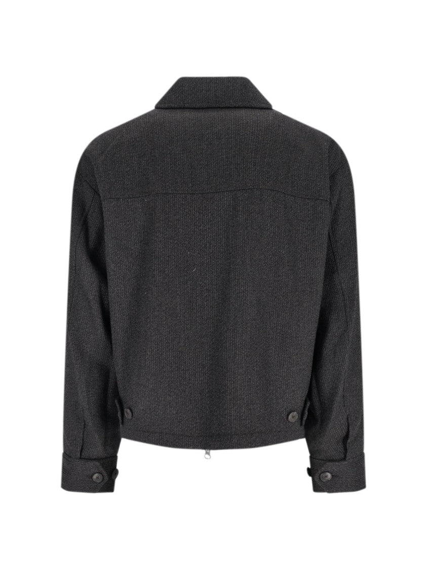 Mfpen Structured Brown Jacket With Front Zipper