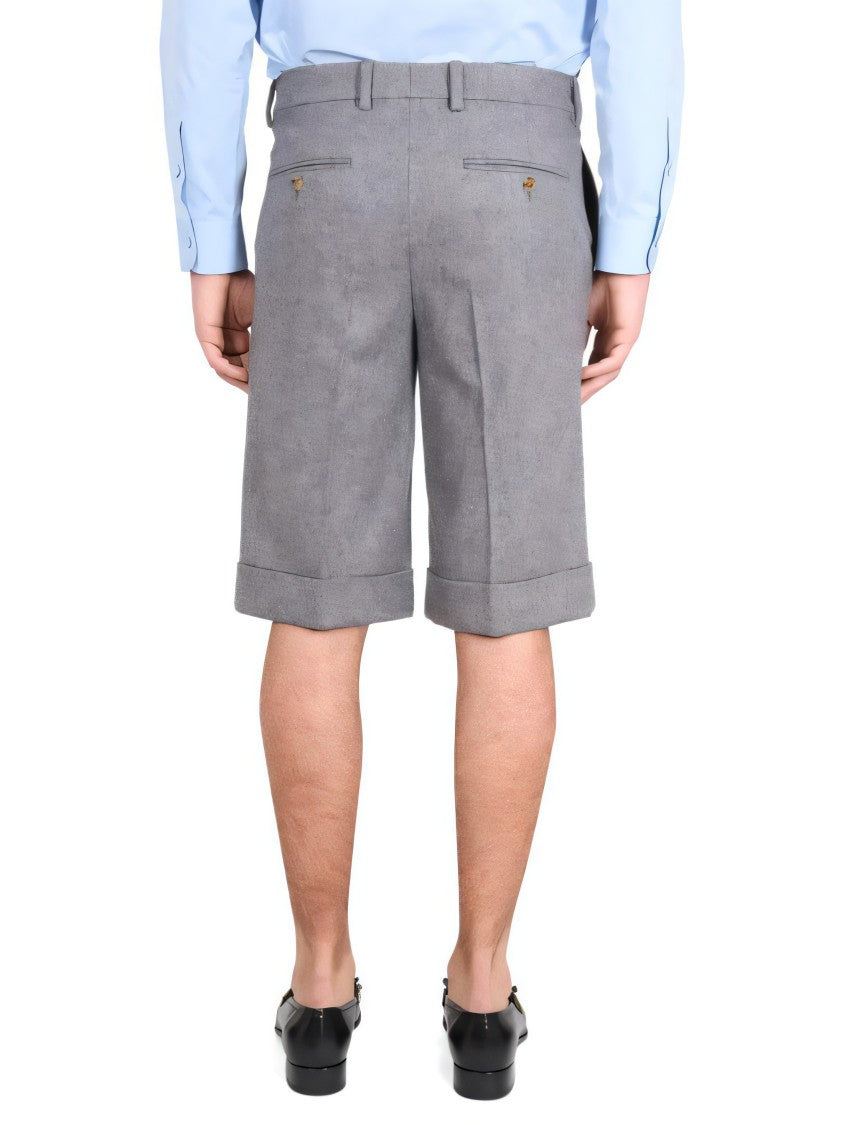 Gucci Tailored Grey Shorts With Cuffed Hem