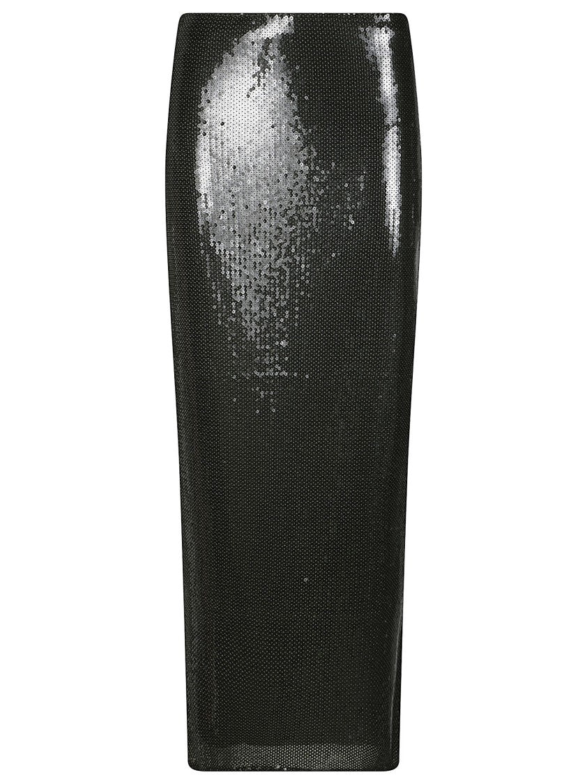 Patrizia Pepe Fitted Long Skirt With Subtle Back Slit And Shimmering Texture