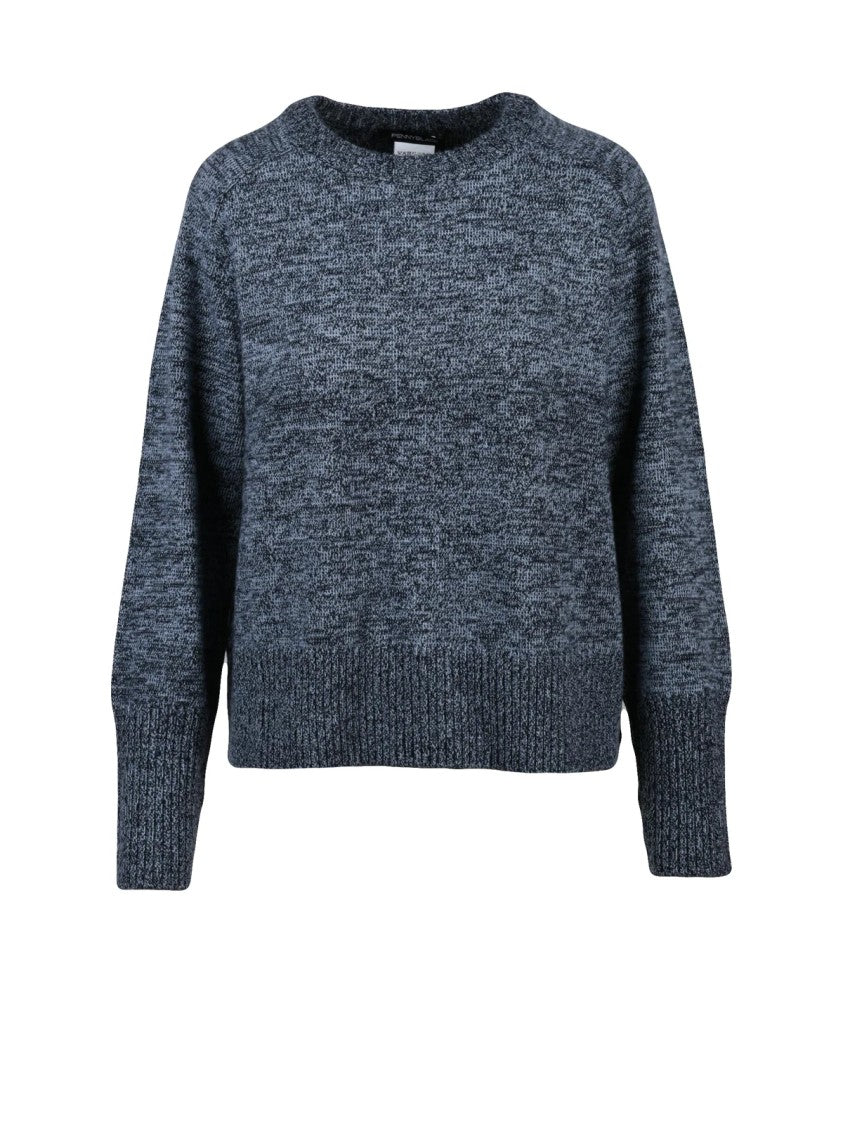 Pennyblack Textured Knit Crew Neck Sweater In Deep Blue