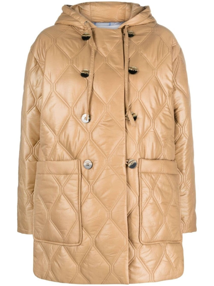 Ganni Shiny Quilt Hooded Jacket