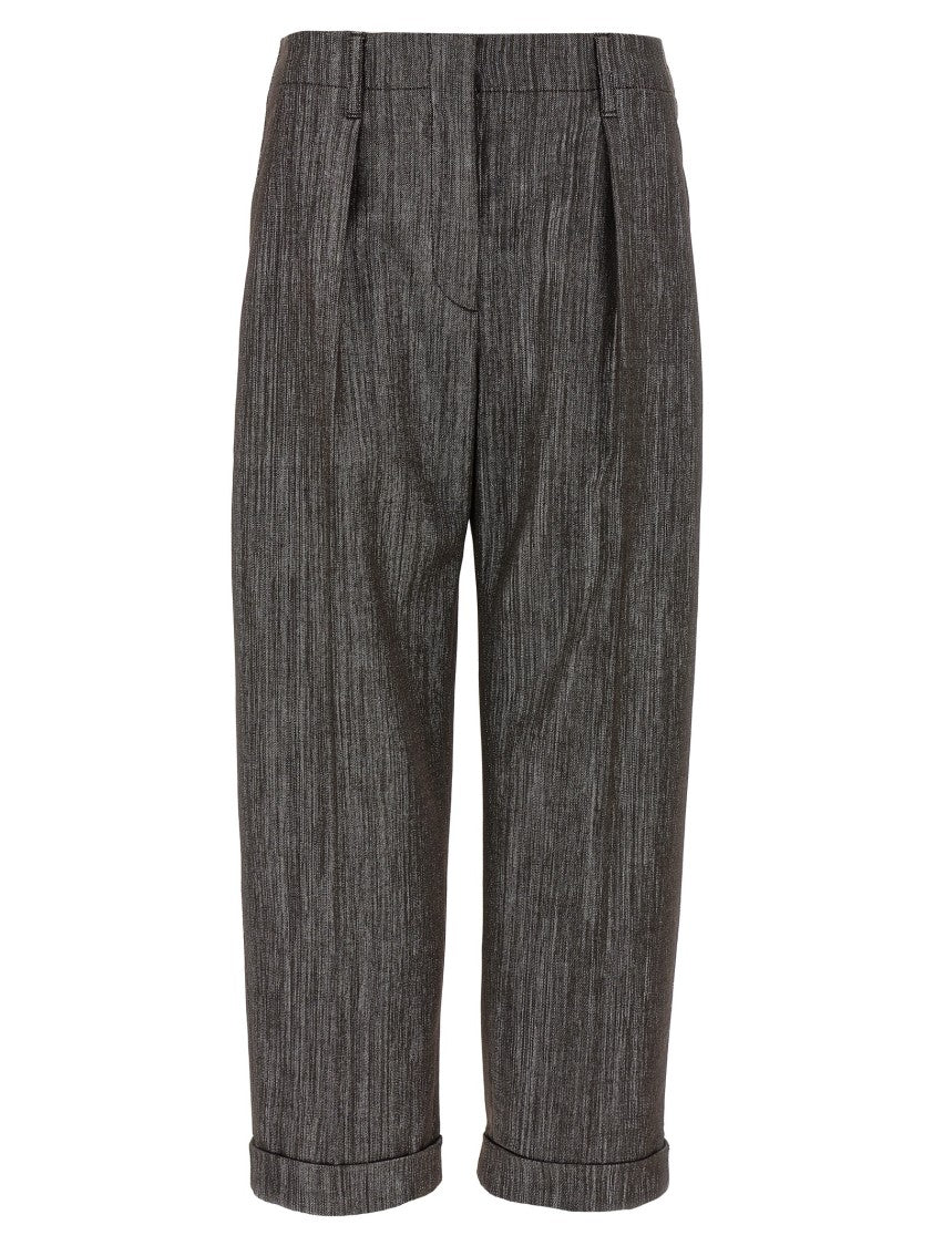 Brunello Cucinelli Lurex Trousers With Stretched Pleat