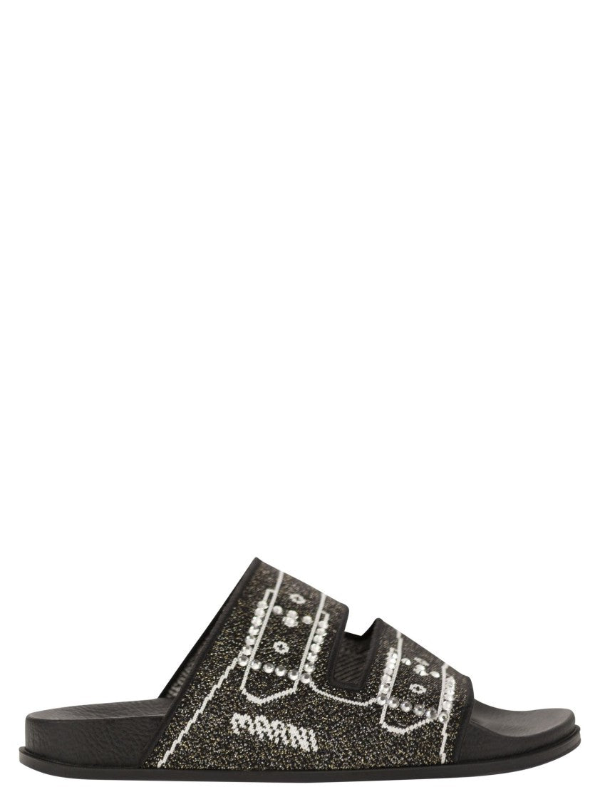 Marni Jacquard Design Sandals With Anatomical Rubber Insole