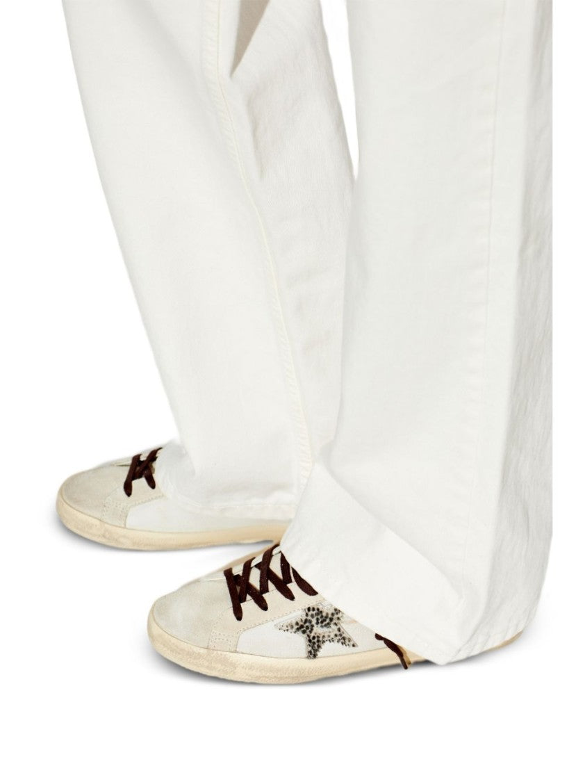 Golden Goose Distressed White Leather Low-Top Sneakers With Signature Star Detail