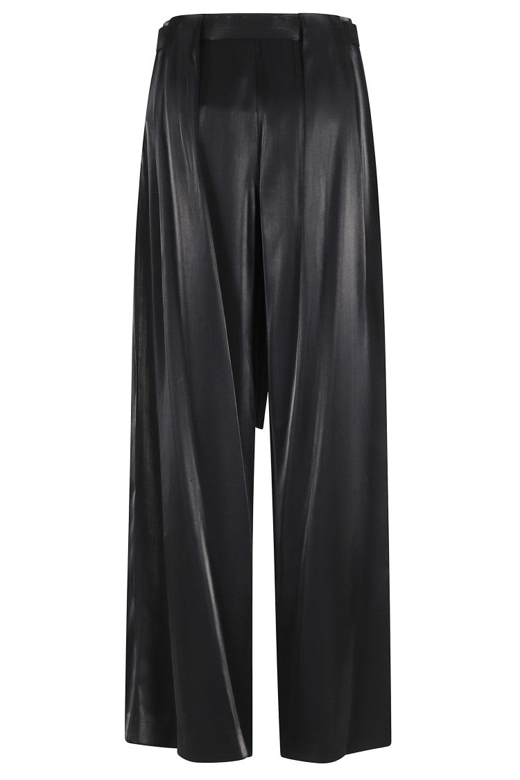 Isabelle Blanche Black Belted Double-Darts Viscose-Blend Straight-Leg Pants