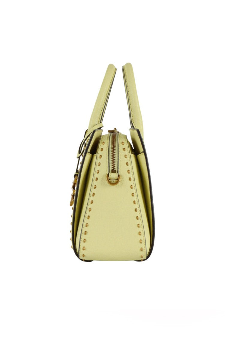 Michael Kors Yellow Laila Studded Trim Grained Leather Shoulder Bag