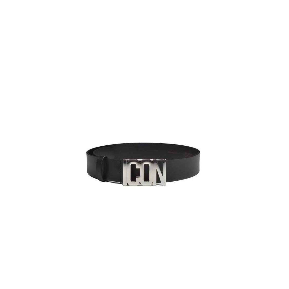 Dsquared2 Black Leather Be Icon Plaque Belt