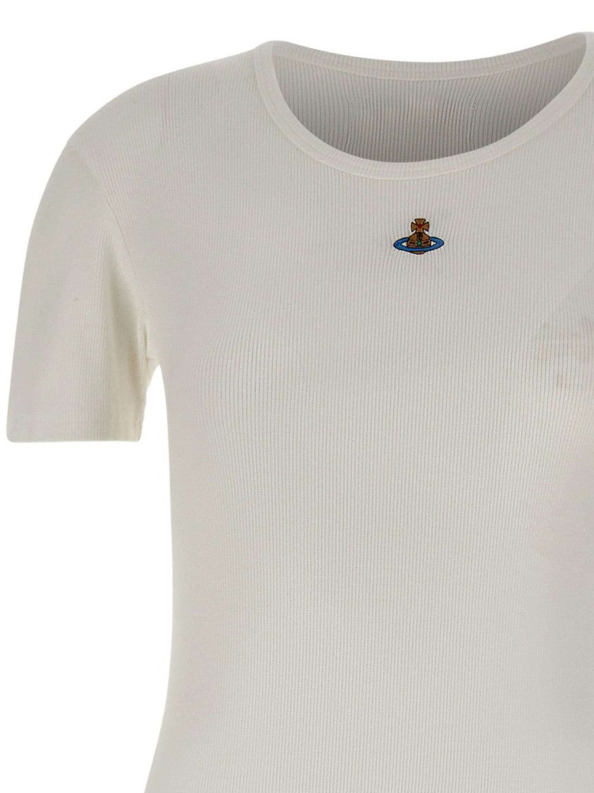 Vivienne Westwood Off-White Ribbed Button Orb Short Top
