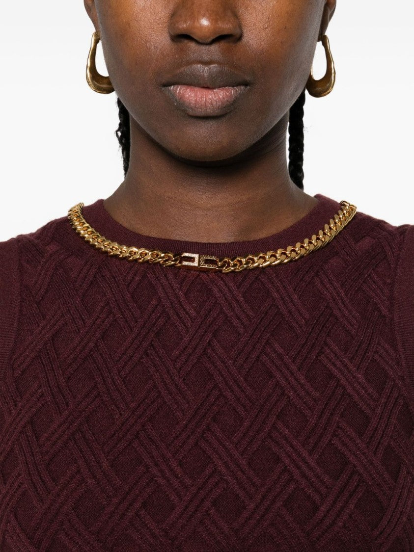 Elisabetta Franchi Textured Geometric Crop Top