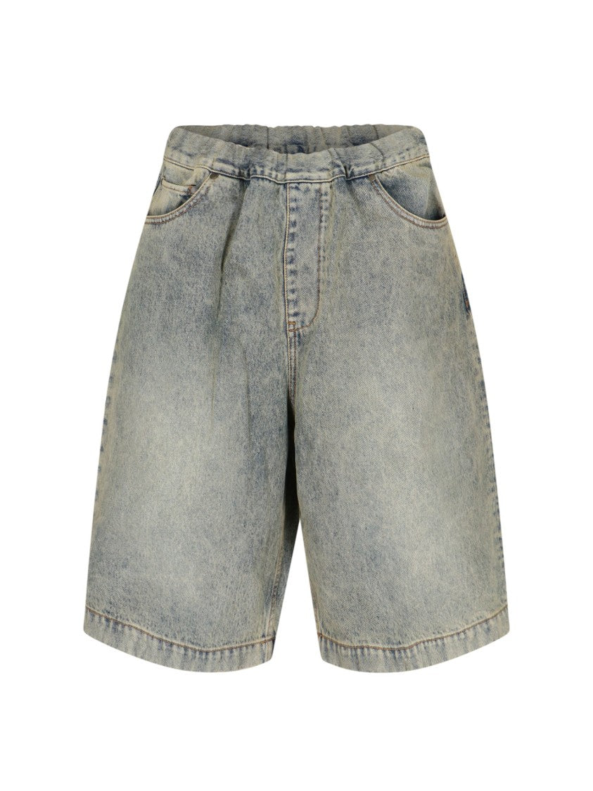Entire Studios Wide-Leg Denim Shorts With Drawstring Closure