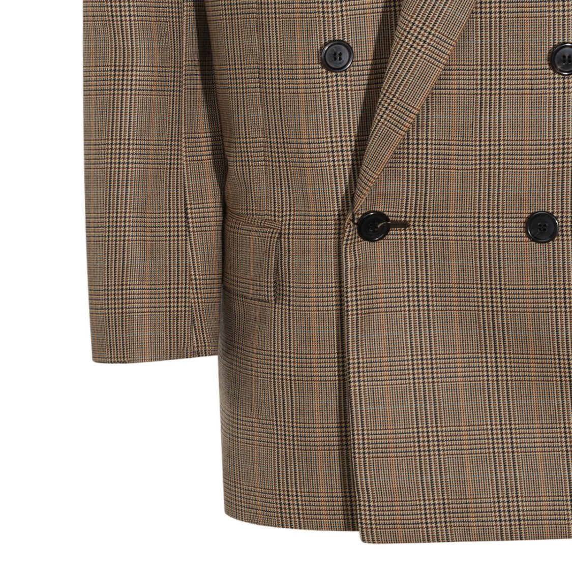 Saint Laurent Brown Plaid Double-Breasted Blazer